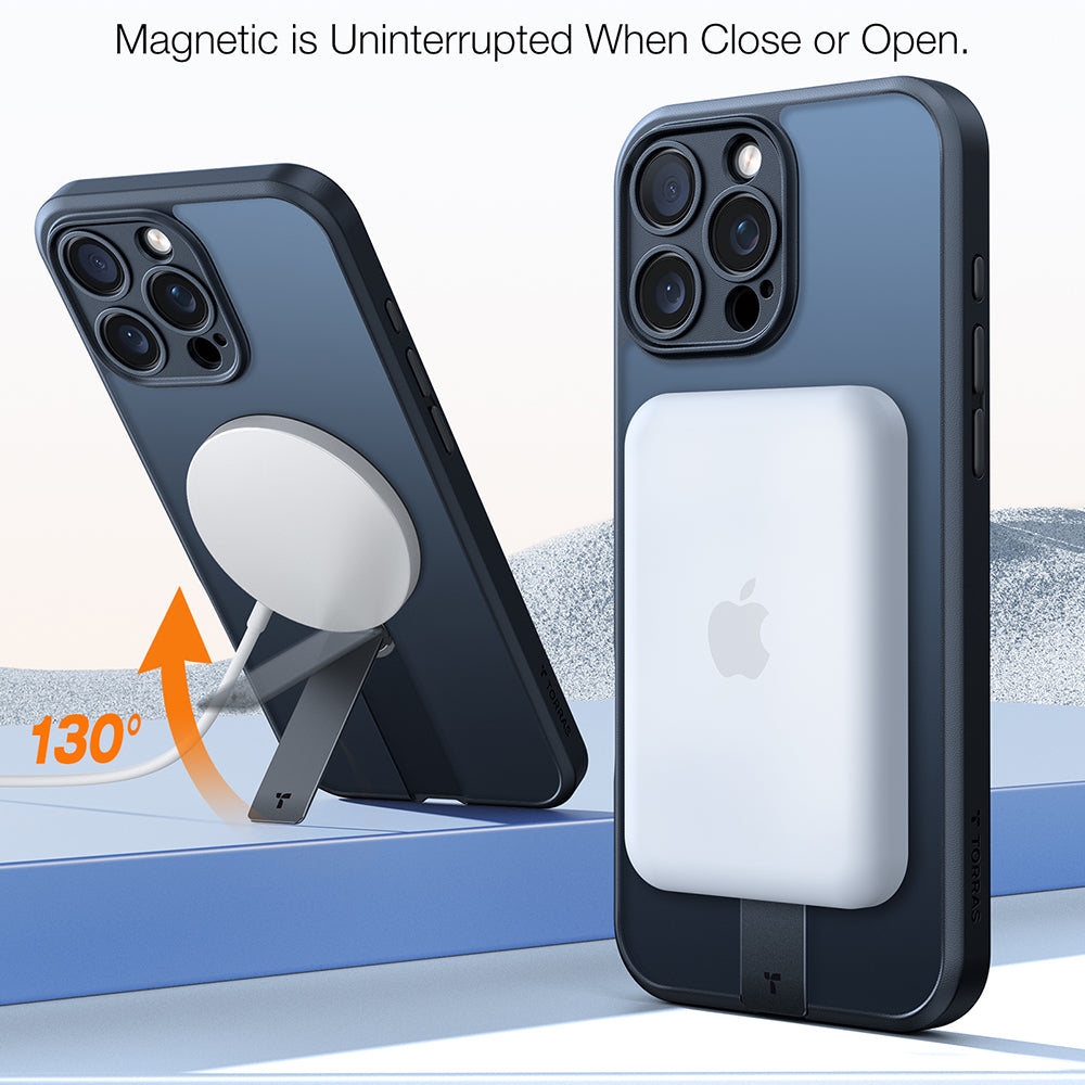 MagSafe Case for Apple iPhone 16 Pro, Torras, Pstand Spin, Black