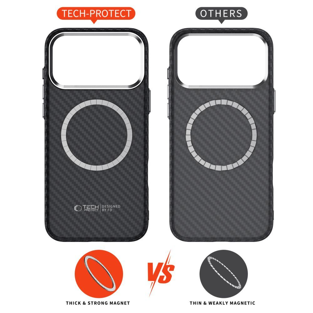 MagSafe Case for Apple iPhone 17 Pro Max, Tech-Protect, Ion Carbon, Black
