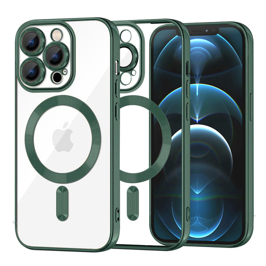 MagSafe Case for Apple iPhone 12 Pro Max, Techsuit, Luxury Crystal, Dark Green