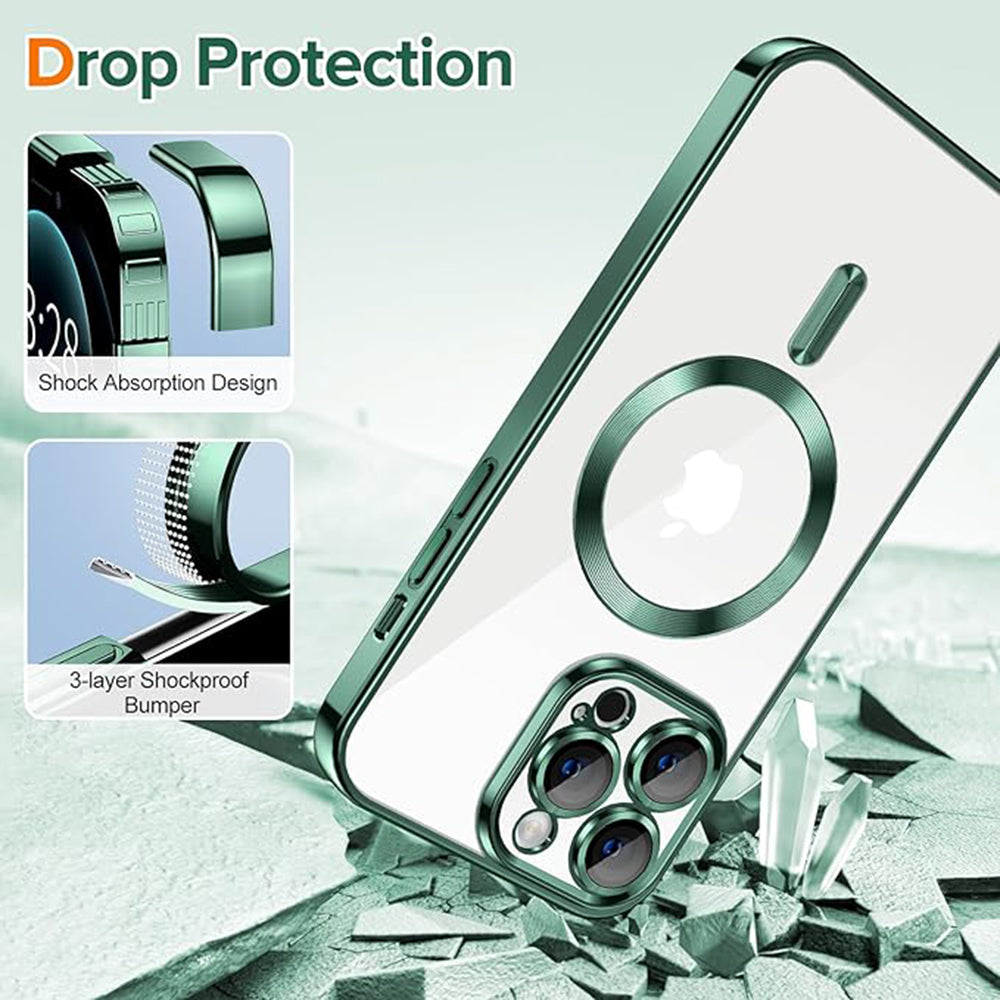 MagSafe Case for Apple iPhone 12 Pro Max, Techsuit, Luxury Crystal, Dark Green
