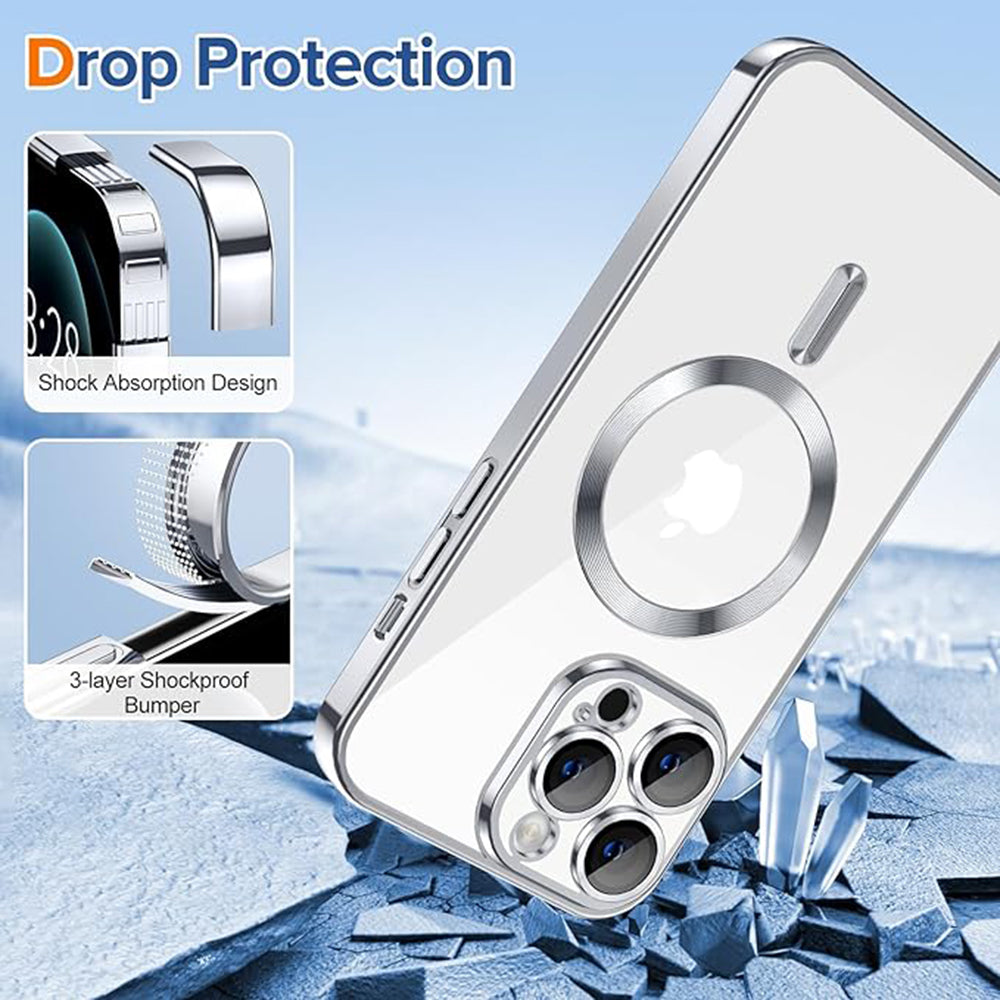 MagSafe Case for Apple iPhone 12 Pro, Techsuit, Luxury Crystal, Silver