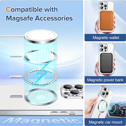 MagSafe Case for Apple iPhone 12 Pro, Techsuit, Luxury Crystal, Silver