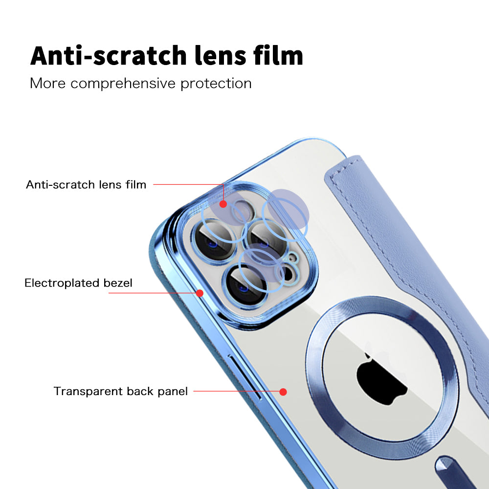 MagSafe Case for Apple iPhone 12 Pro, Techsuit, SmartMag Book, Blue
