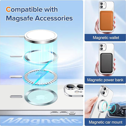 MagSafe Case for Apple iPhone 12, Techsuit, Luxury Crystal, Silver