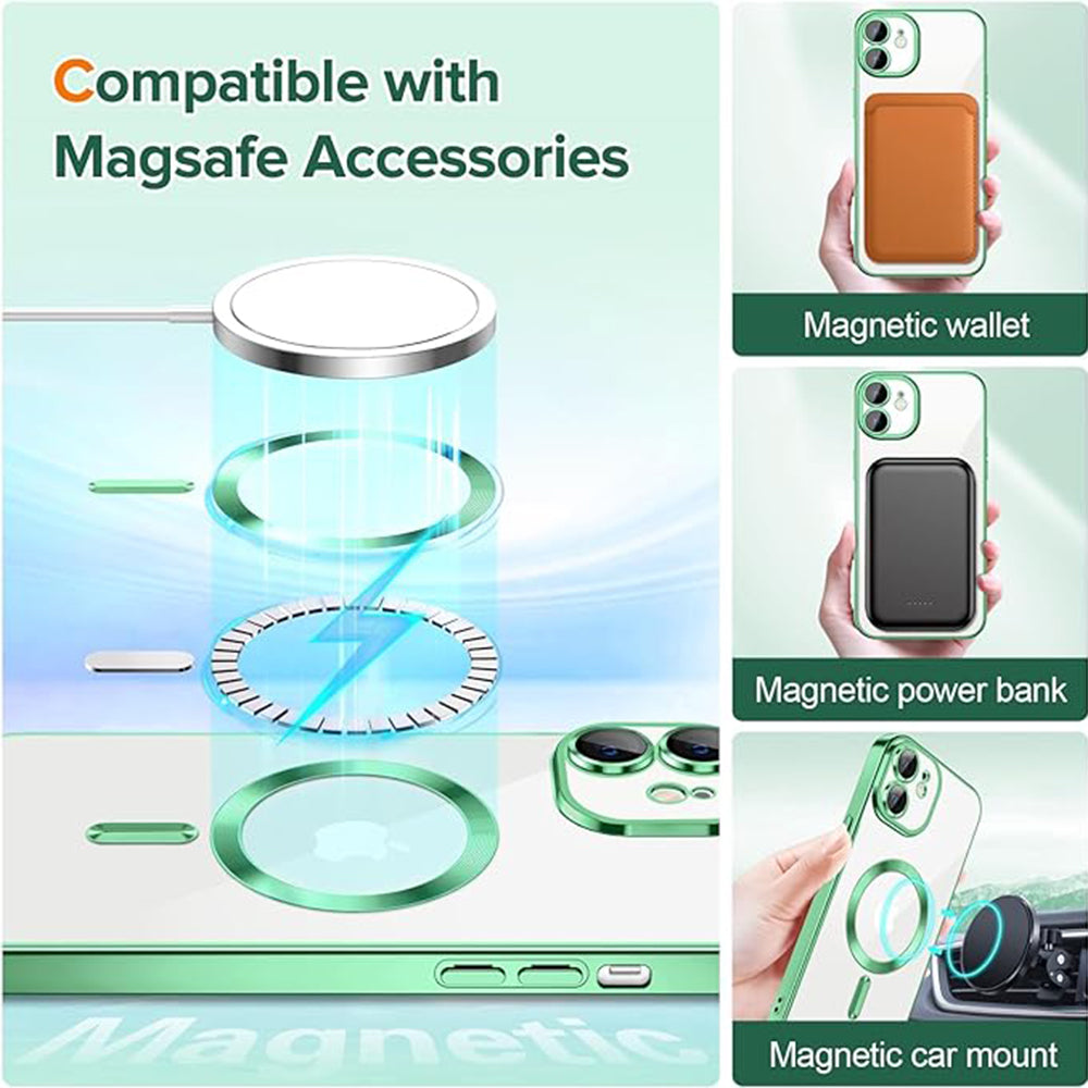 MagSafe Case for Apple iPhone 12, Techsuit, Luxury Crystal, Light Green