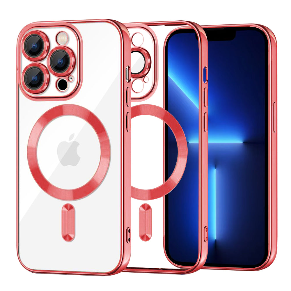 MagSafe Case for Apple iPhone 13 Pro Max, Techsuit, Luxury Crystal, Red