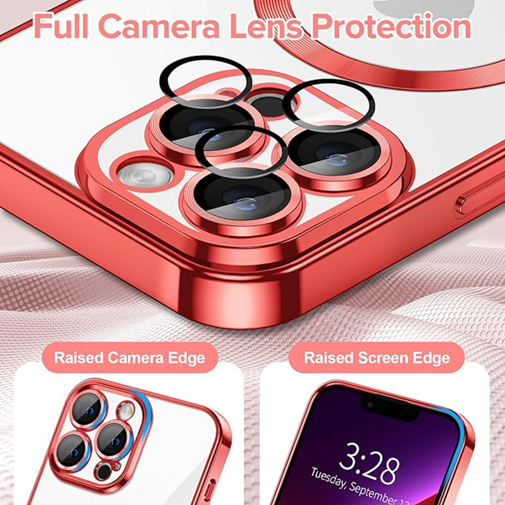 MagSafe Case for Apple iPhone 13 Pro Max, Techsuit, Luxury Crystal, Red