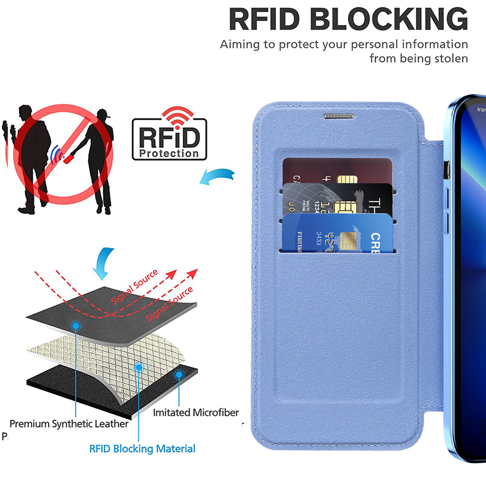 MagSafe Case for Apple iPhone 13 Pro Max, Techsuit, SmartMag Book, Blue