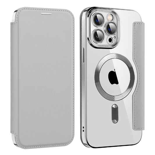 MagSafe Case for Apple iPhone 13 Pro Max, Techsuit, SmartMag Book, Gray