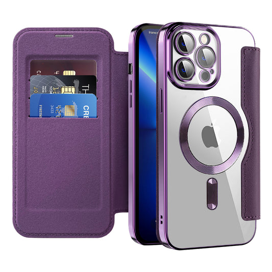 MagSafe Case for Apple iPhone 13 Pro Max, Techsuit, SmartMag Book, Purple