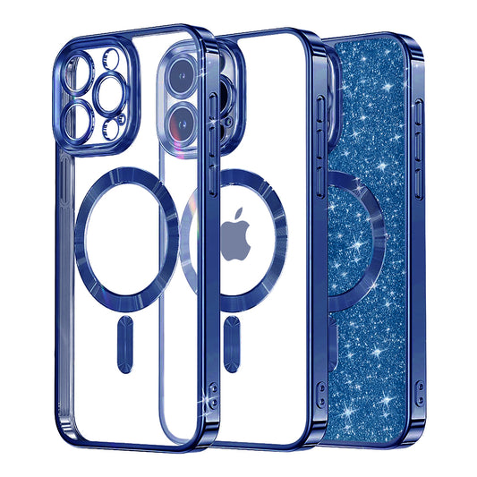 MagSafe Case for Apple iPhone 13 Pro, Techsuit, Luxury Glitter, Dark Blue