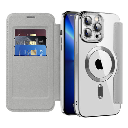 MagSafe Case for Apple iPhone 13 Pro, Techsuit, SmartMag Book, Gray