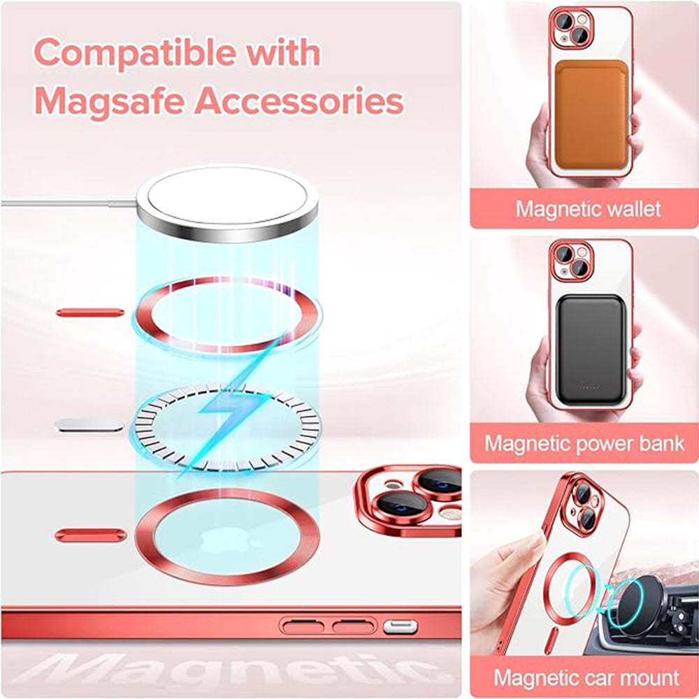 MagSafe Case for Apple iPhone 13, Techsuit, Luxury Crystal, Red