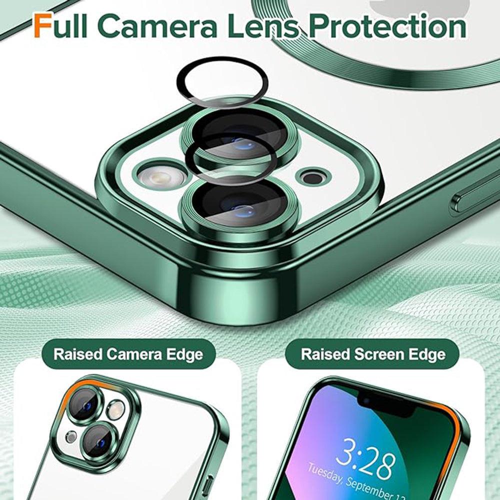 MagSafe Case for Apple iPhone 13, Techsuit, Luxury Crystal, Dark Green