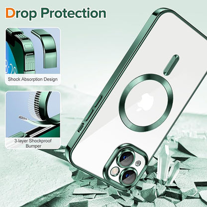 MagSafe Case for Apple iPhone 13, Techsuit, Luxury Crystal, Dark Green