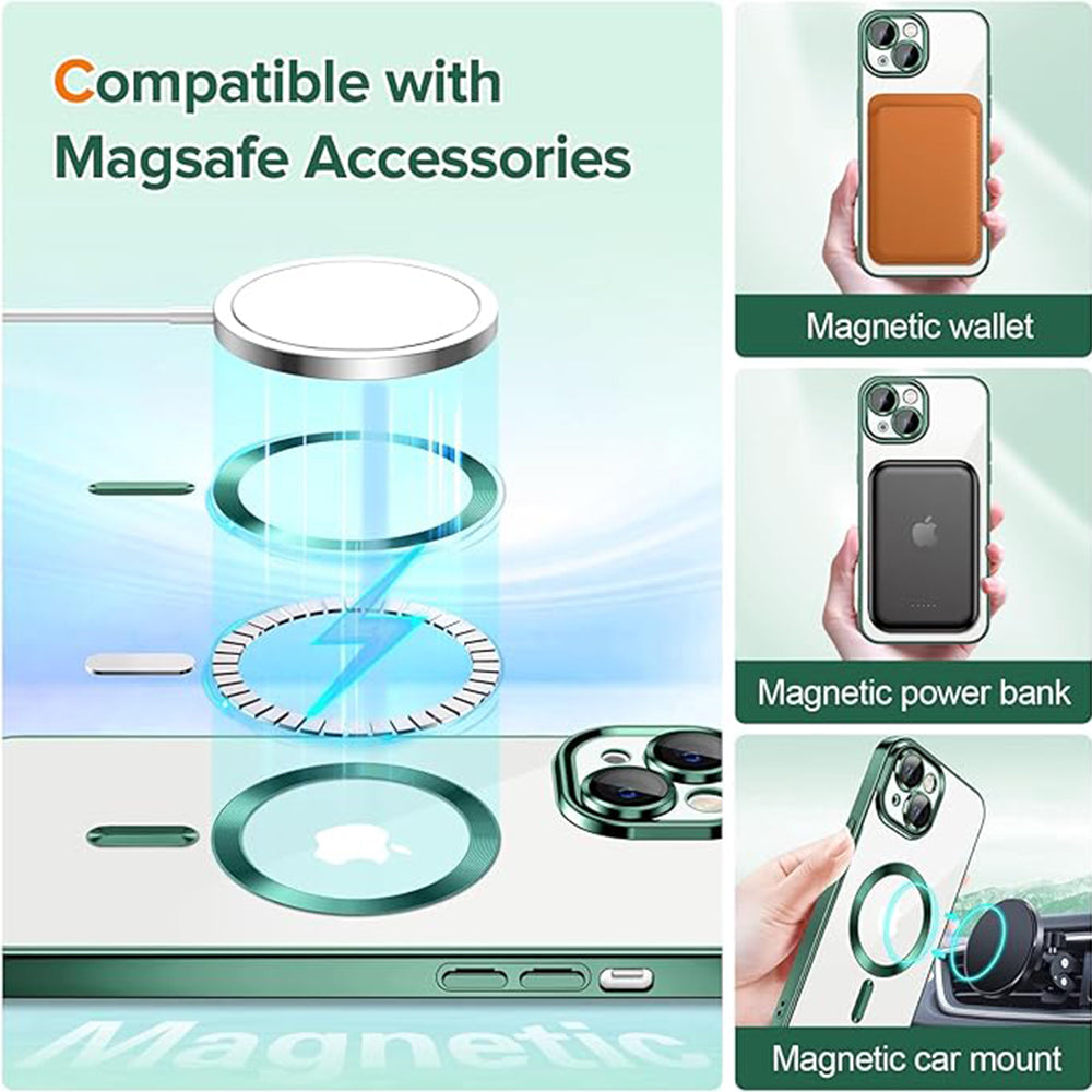 MagSafe Case for Apple iPhone 13, Techsuit, Luxury Crystal, Dark Green