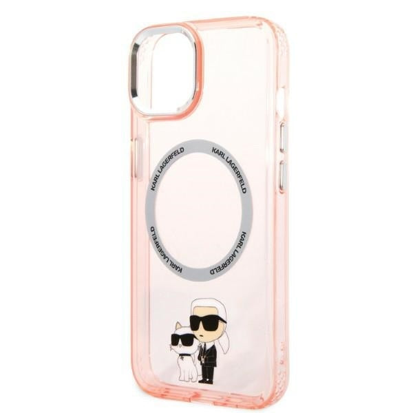MagSafe Case for Apple iPhone 14, Karl Lagerfeld, Ikonik Karl & Choupette, Pink