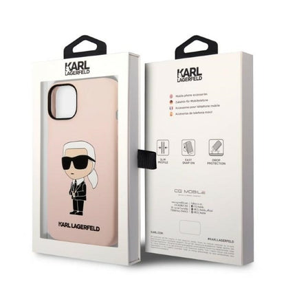 MagSafe Case for Apple iPhone 14, Karl Lagerfeld, Ikonik Karl Silicone, Pink