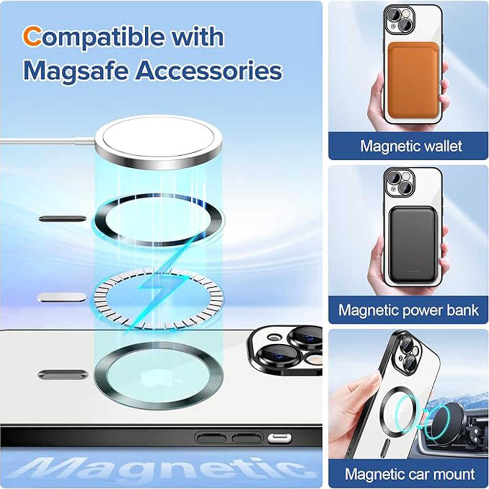 MagSafe Case for Apple iPhone 14 Plus, Techsuit, Luxury Crystal, Black