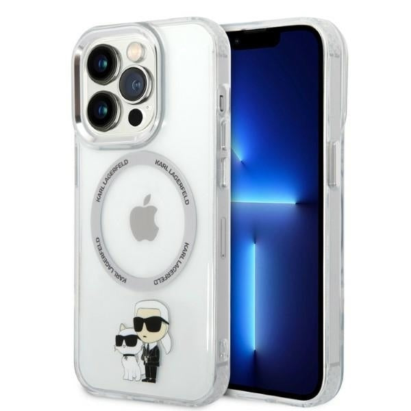 MagSafe Case for Apple iPhone 14 Pro, Karl Lagerfeld, Ikonik Karl & Choupette, Transparent