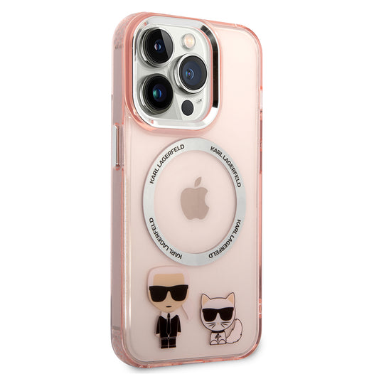 MagSafe Case for Apple iPhone 14 Pro, Karl Lagerfeld, Karl & Choupette Aluminium, Pink