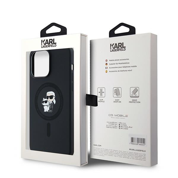 MagSafe Case for Apple iPhone 14 Pro, Karl Lagerfeld, Karl & Choupette Silicone, Black