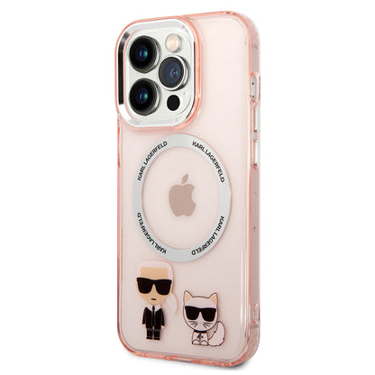 MagSafe Case for Apple iPhone 14 Pro Max, Karl Lagerfeld, Karl & Choupette Aluminium, Pink