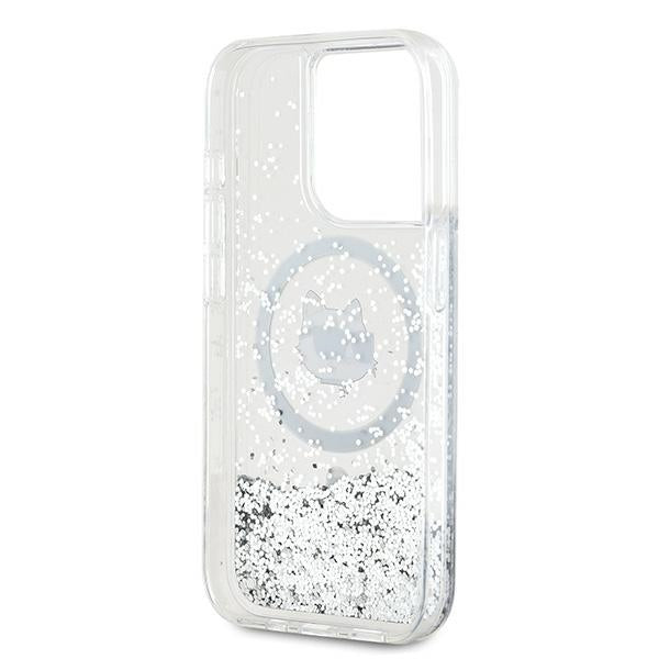MagSafe Case for Apple iPhone 14 Pro Max, Karl Lagerfeld, Liquid Glitter Choupette's Head, Transparent