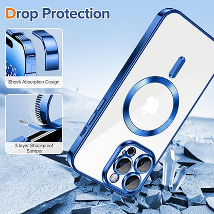 MagSafe Case for Apple iPhone 14 Pro Max, Techsuit, Luxury Crystal, Dark Blue