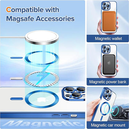 MagSafe Case for Apple iPhone 14 Pro Max, Techsuit, Luxury Crystal, Dark Blue