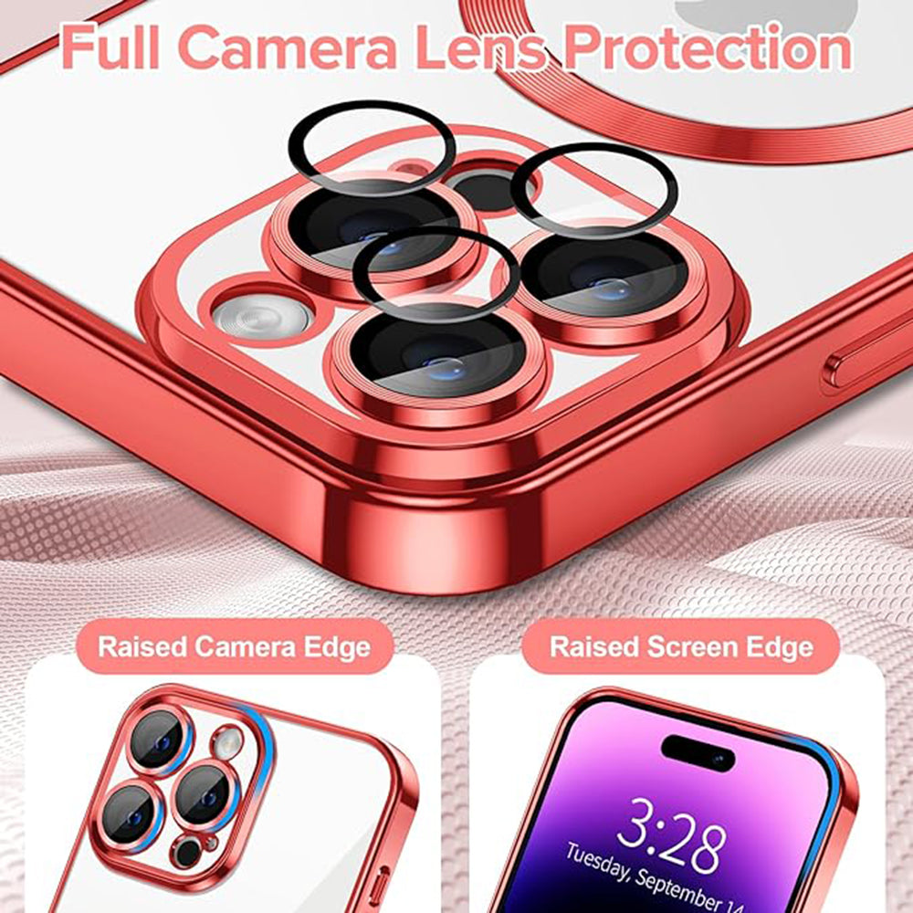 MagSafe Case for Apple iPhone 14 Pro Max, Techsuit, Luxury Crystal, Red