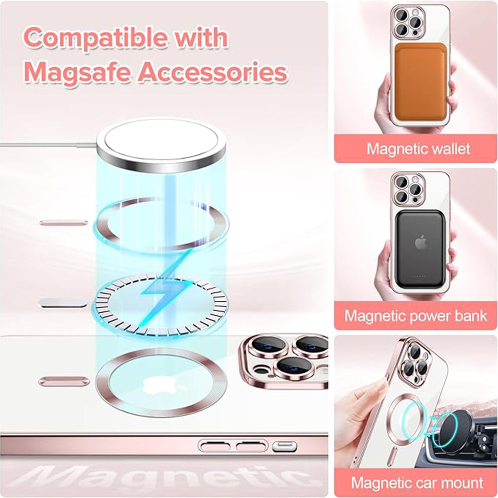 MagSafe Case for Apple iPhone 14 Pro, Techsuit, Luxury Crystal, Pink