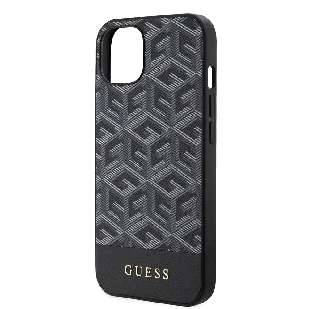 MagSafe Case for Apple iPhone 15, Guess, GCube Stripes, Black