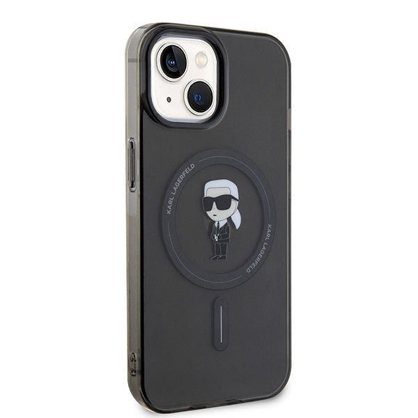 MagSafe Case for Apple iPhone 15, Karl Lagerfeld, IML Ikonik Karl, Black