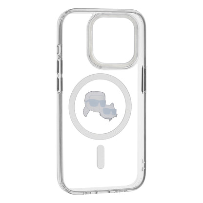 MagSafe Case for Apple iPhone 15, Karl Lagerfeld, IML Metal Karl & Choupette's Heads, Transparent