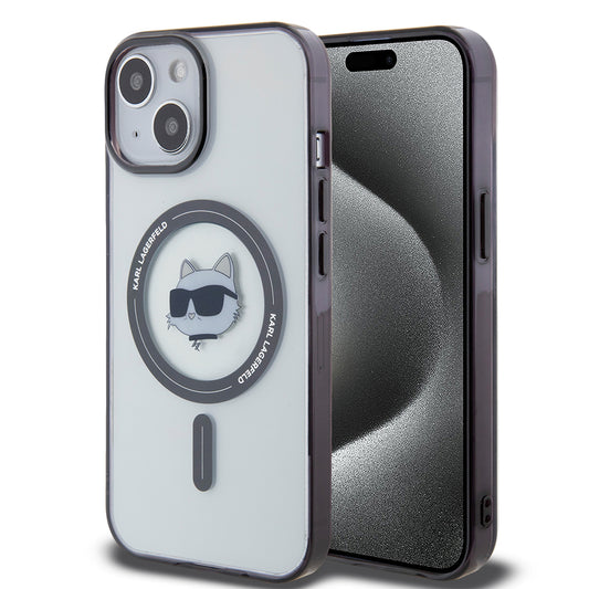MagSafe Case for Apple iPhone 15 Plus, Karl Lagerfeld, IML Choupette's Head, Transparent