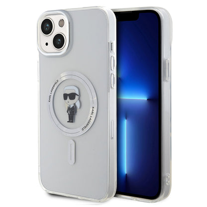 MagSafe Case for Apple iPhone 15 Plus, Karl Lagerfeld, IML Ikonik Karl, Transparent