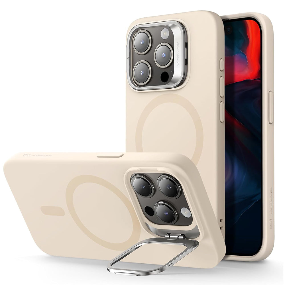 MagSafe Case for Apple iPhone 15 Pro, ESR, Cloud Soft Kickstand, Cream