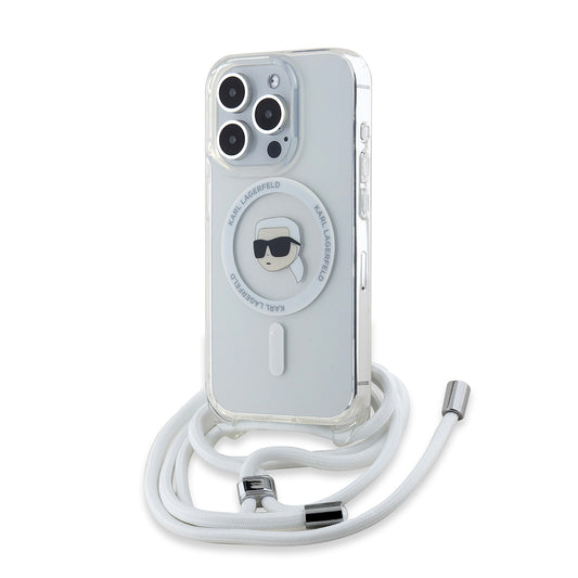 MagSafe Case for Apple iPhone 15 Pro Max, Karl Lagerfeld, IML Crossbody Karl's Head, Transparent