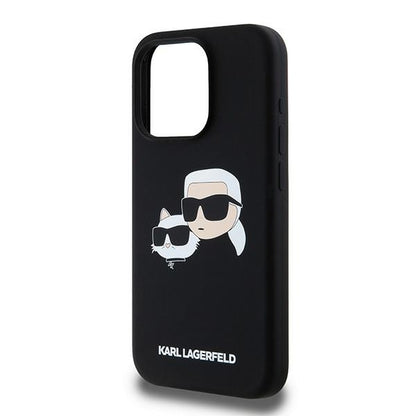 MagSafe Case for Apple iPhone 15 Pro Max, Karl Lagerfeld, Karl & Choupette Silicone, Black