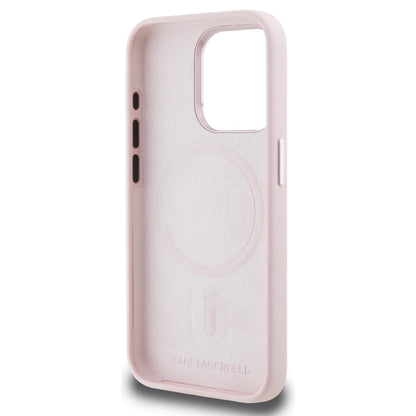 MagSafe Case for Apple iPhone 15 Pro Max, Karl Lagerfeld, Silicone Shadow Metal Initial, Pink