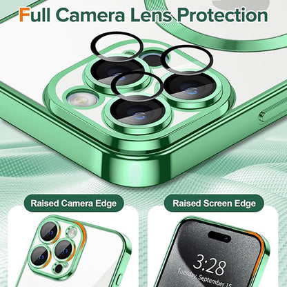 MagSafe Case for Apple iPhone 15 Pro Max, Techsuit, Luxury Crystal, Light Green