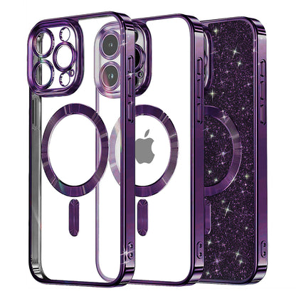 MagSafe Case for Apple iPhone 15 Pro Max, Techsuit, Luxury Glitter, Dark Purple
