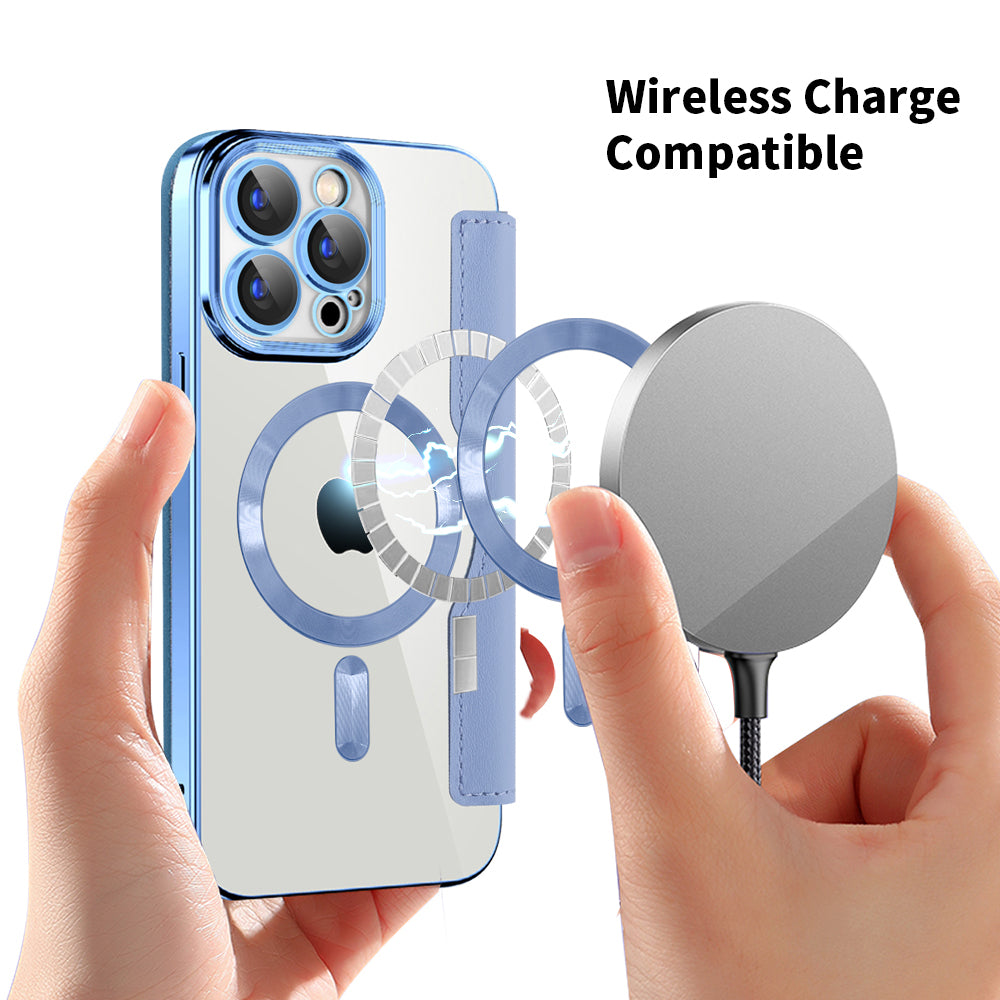 MagSafe Case for Apple iPhone 15 Pro Max, Techsuit, SmartMag Book, Blue