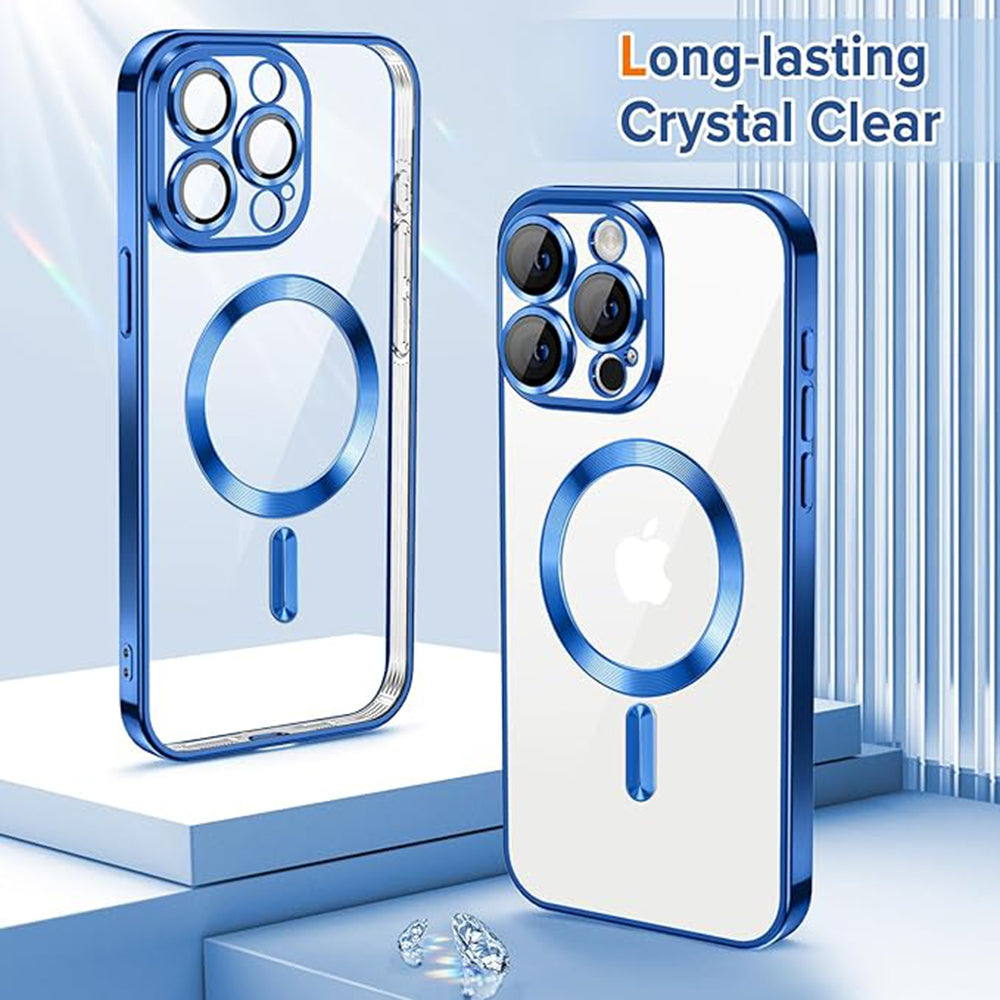 MagSafe Case for Apple iPhone 15 Pro, Techsuit, Luxury Crystal, Dark Blue