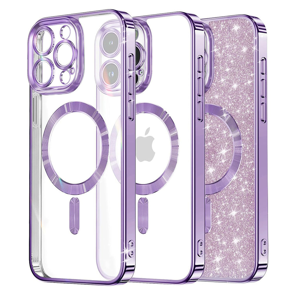 MagSafe Case for Apple iPhone 15 Pro, Techsuit, Luxury Glitter, Light Purple