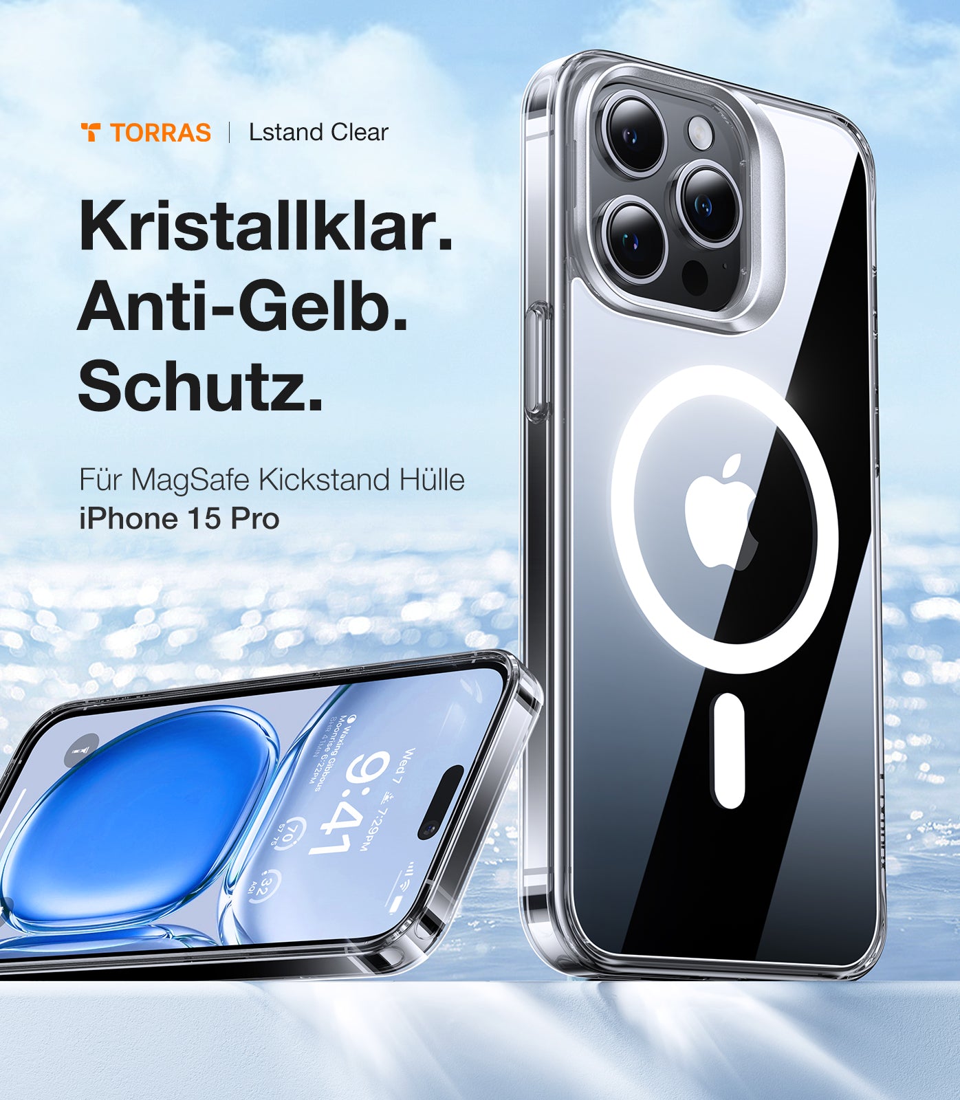 MagSafe Case for Apple iPhone 15 Pro, Torras, Lstand, Transparent