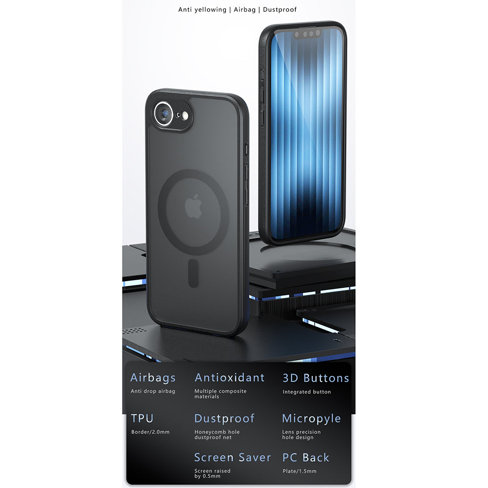 MagSafe Case for Apple iPhone 15, Techsuit, PureFrost, Black