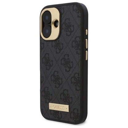 MagSafe Case for Apple iPhone 16, Guess, 4G Logo Plate, Black
