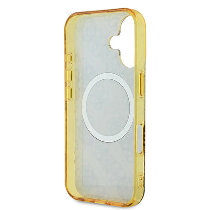 MagSafe Case for Apple iPhone 16, Guess, IML Peony On 4G Background, Brown